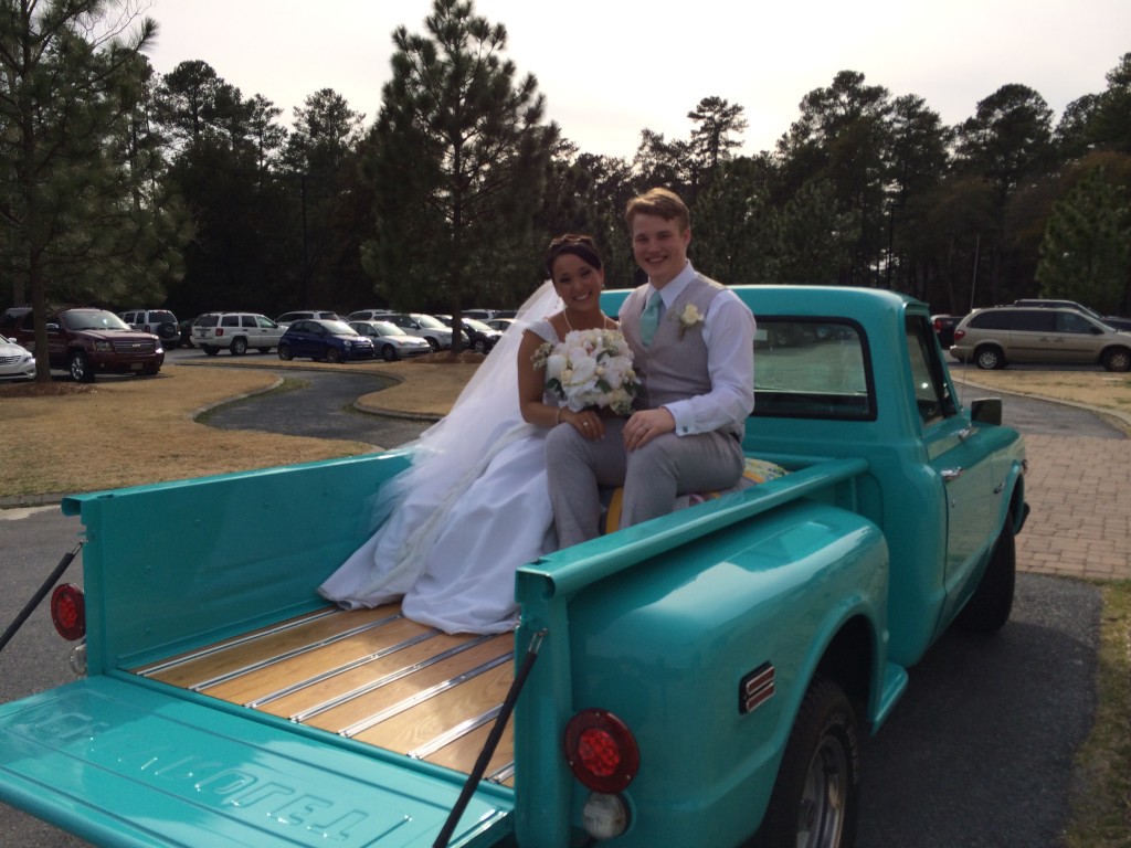 1972 Chevrolet stepside truck restoration, at the wedding.