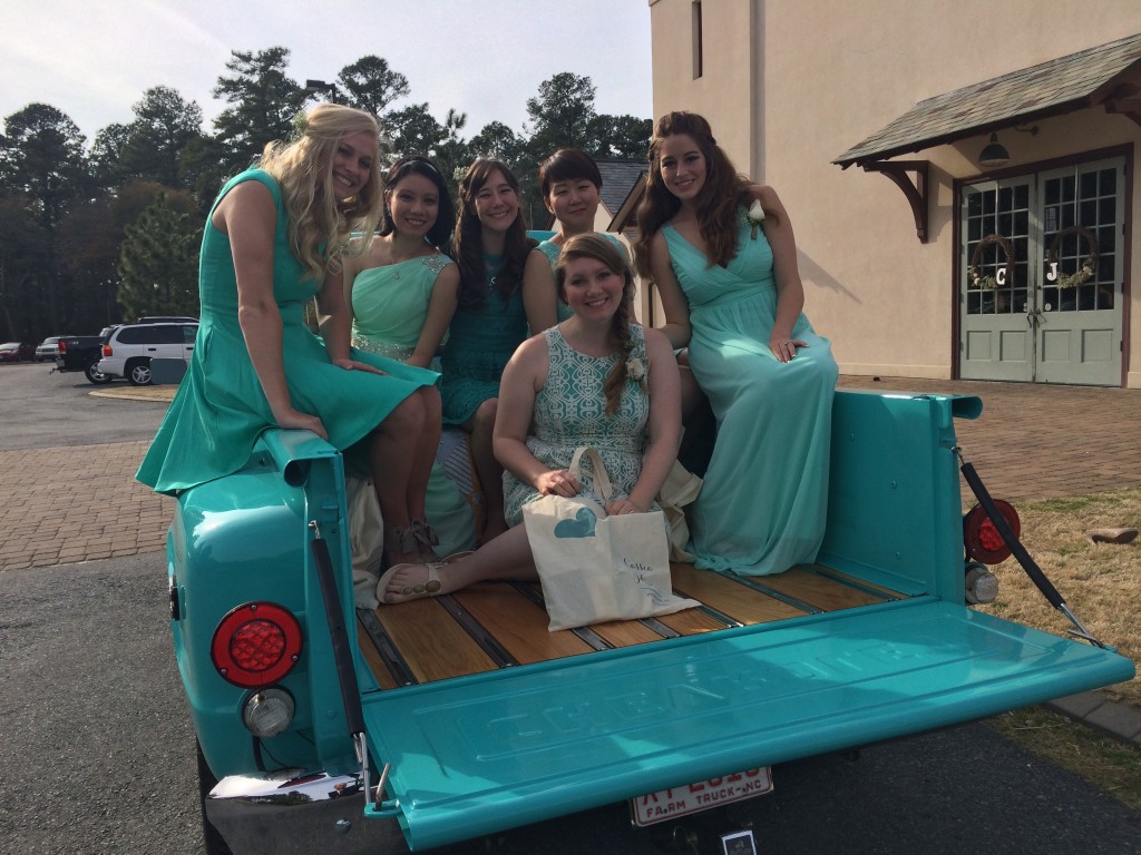 1972 Chevrolet stepside truck restoration, wedding day. 