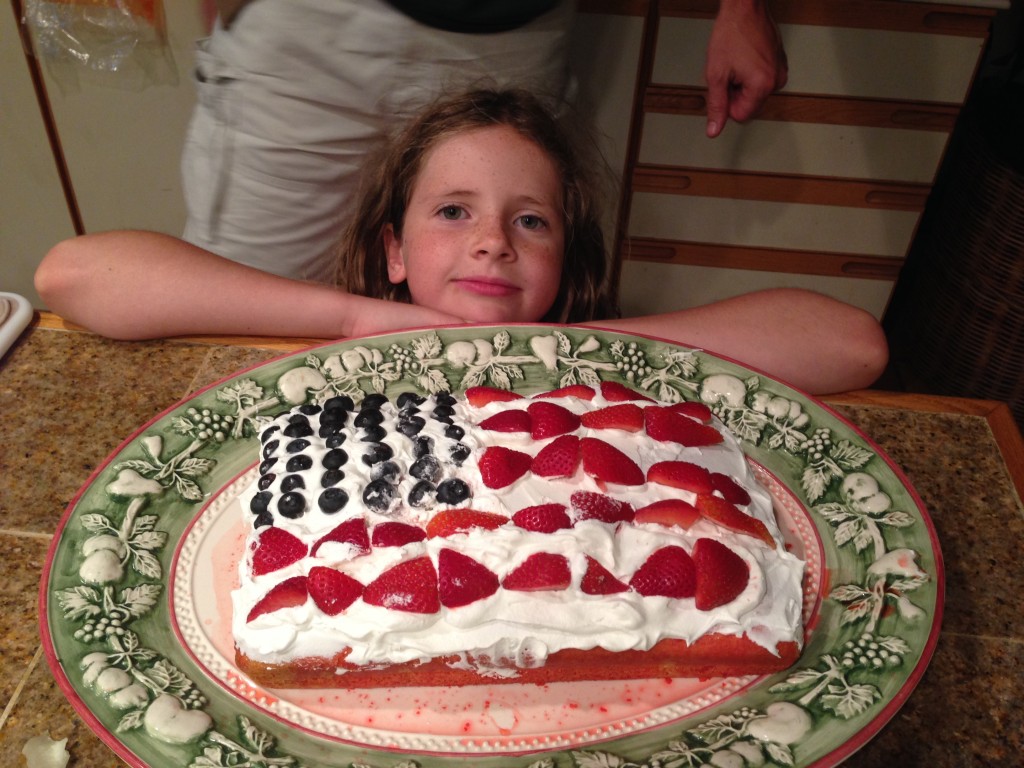 The Princess bakes a 4th of July cake