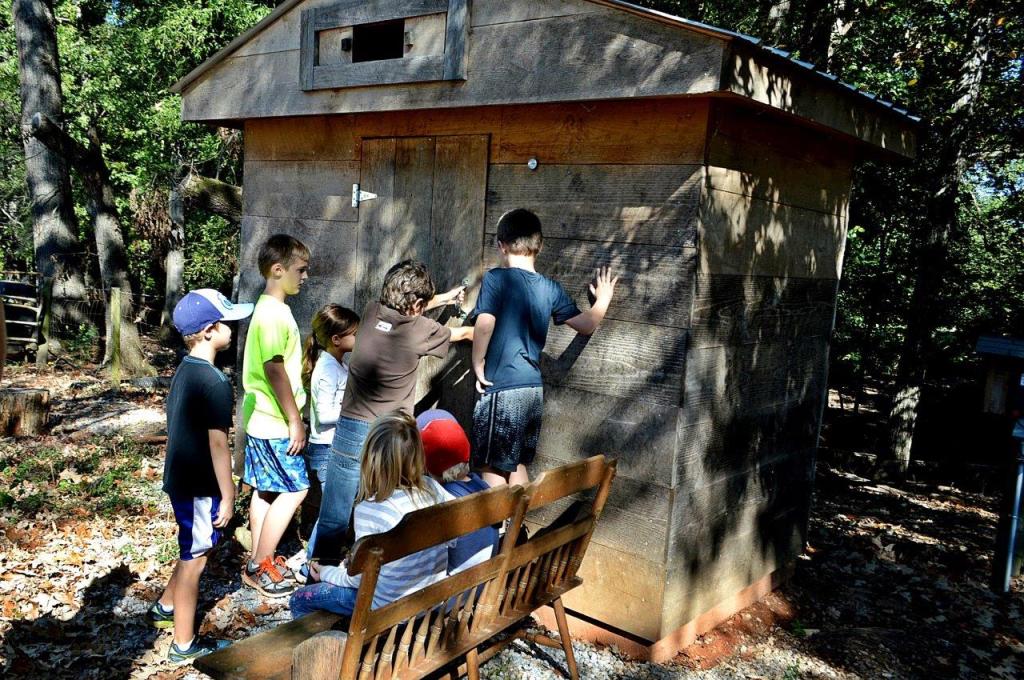 Learning about the smoke house and smoking meat. I think the dads were more interested in this part.