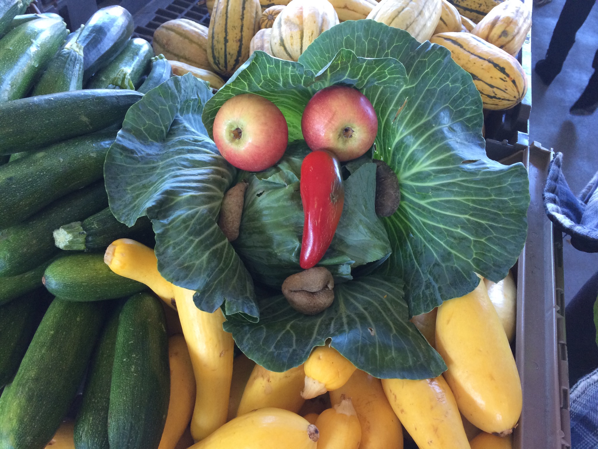 One of our farmers having some fun with produce.
