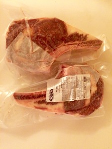 Ribeye steaks, ready for sale