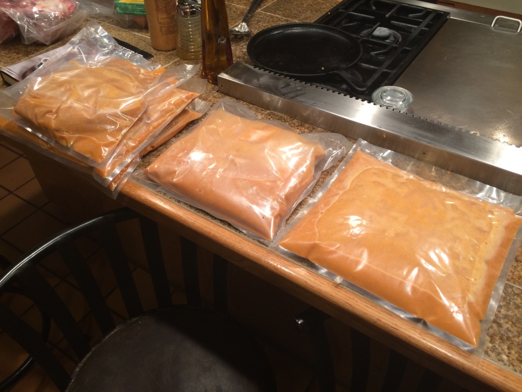 Home made pumpkin pie filling, made from our pumpkins and ready for the freezer