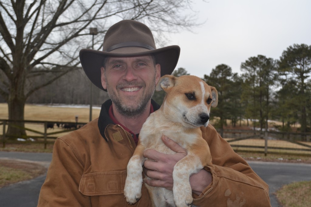 Dad with the new puppy. This is post mom's blessing so that's a genuine smile