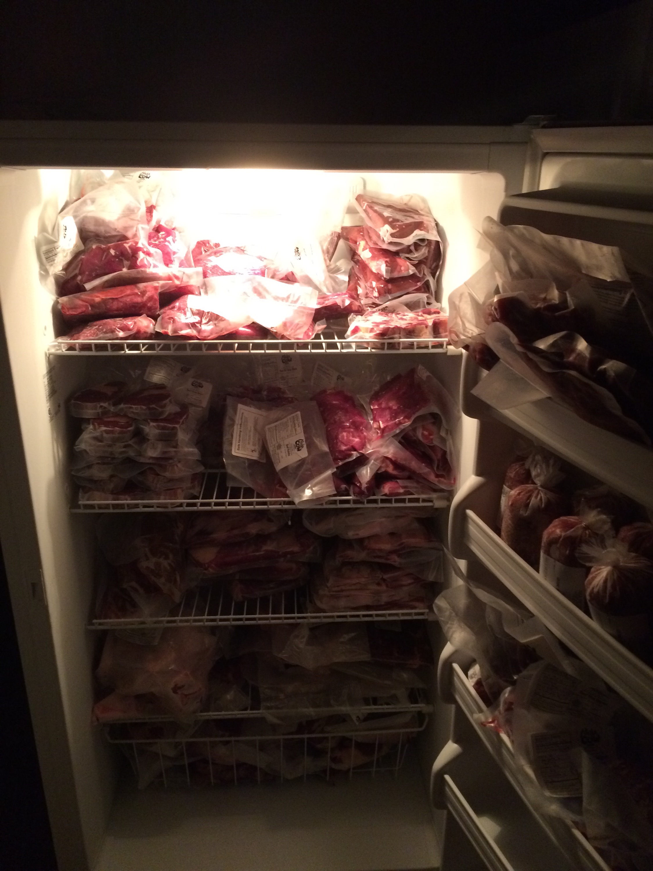 A freezer full of meat