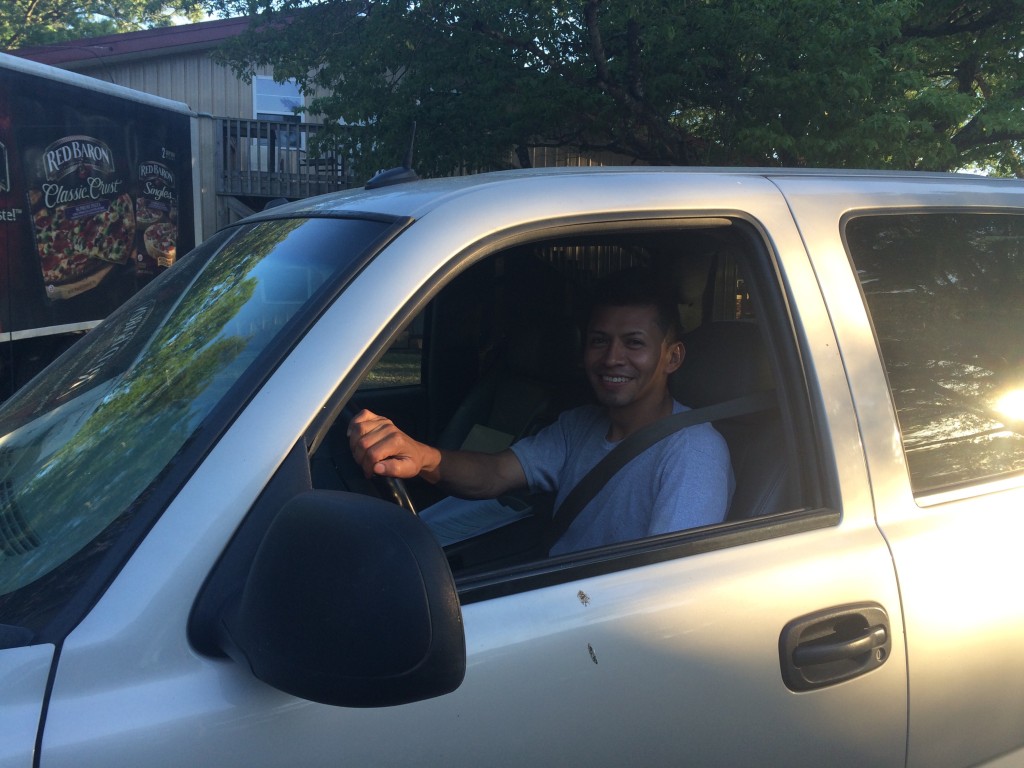 Vicente, driving Miguel's truck