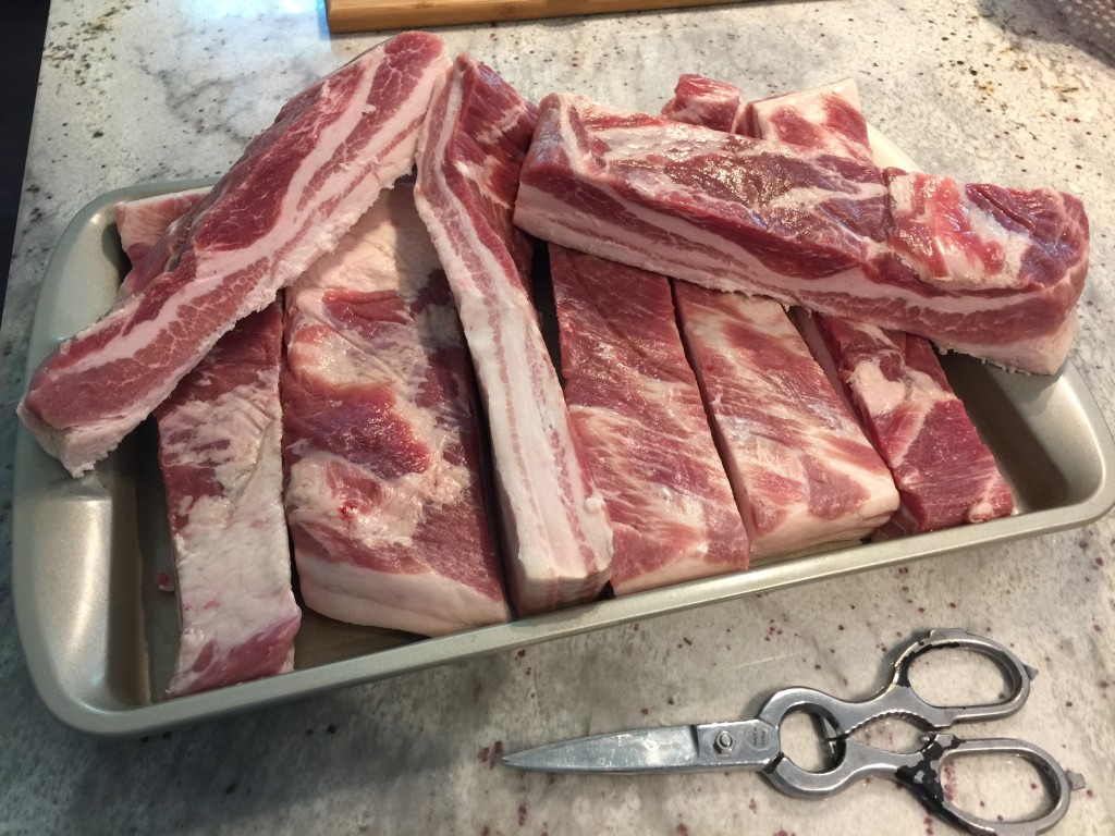 Bacon cut into very thick slices