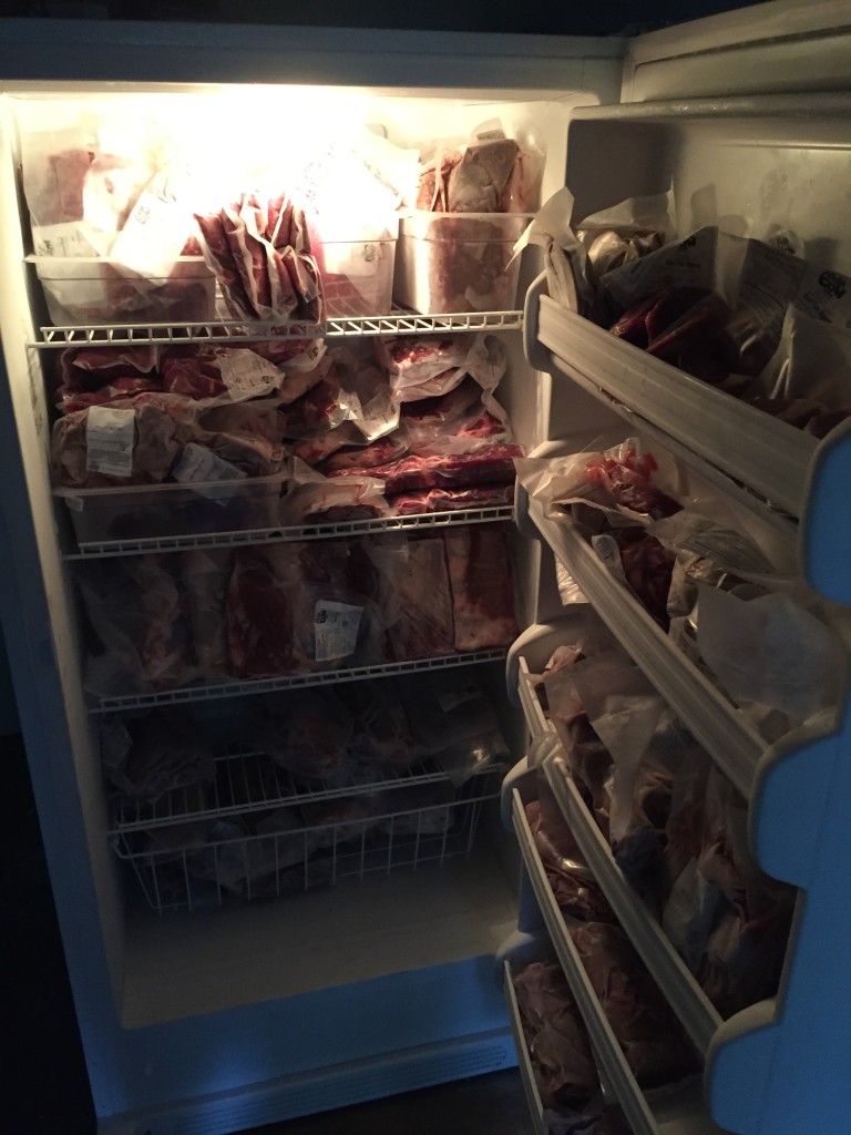 Freezer full of beef.