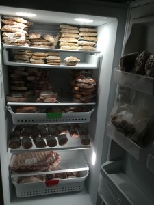 A freezer full of pork