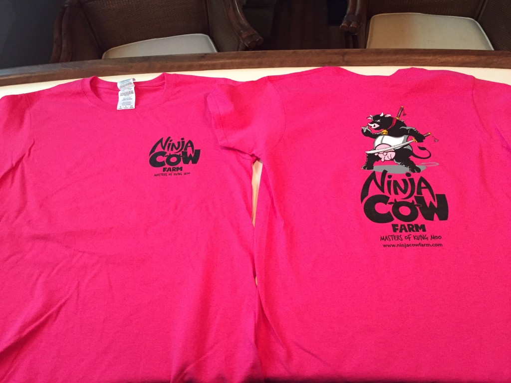 Hot pink Ninja Cow Farm shirts
