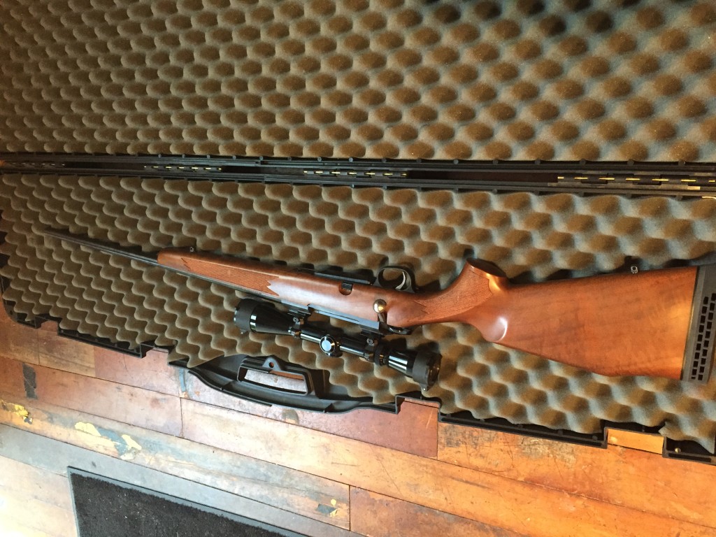 Tikka rifle in the case, being shown to the customer