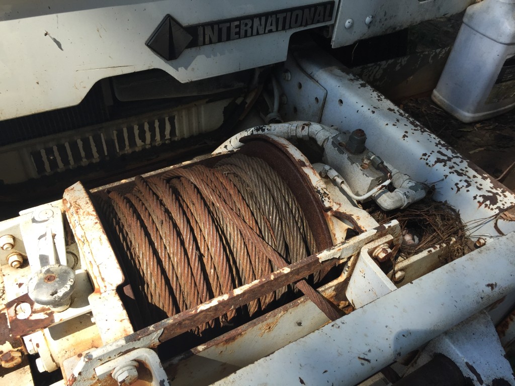 Winch on a bucket truck