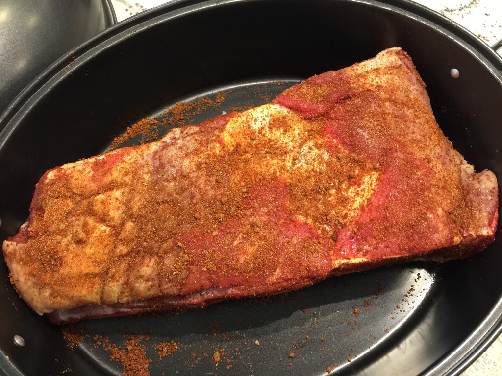 Ribs, seasoned and ready for the grill. 