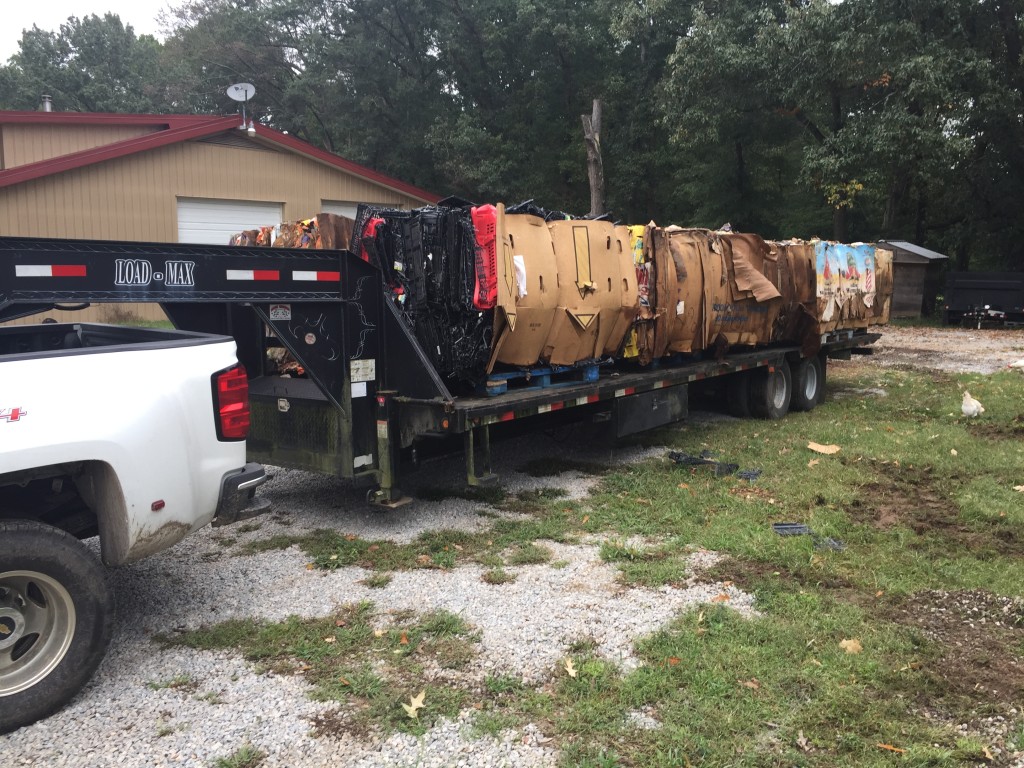 Cardboard bales loaded on trailer