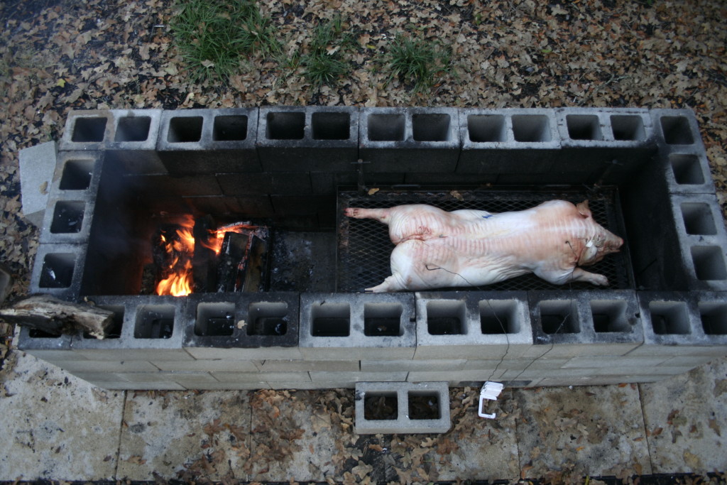 Cinder block BBQ pit