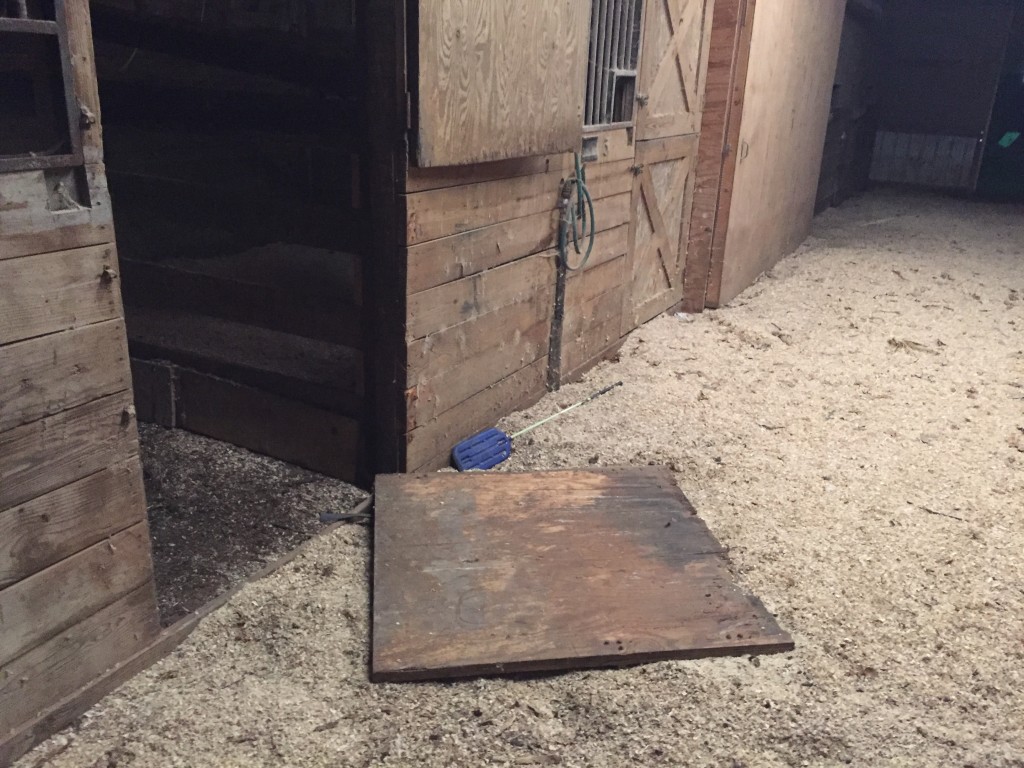 Barn door knocked off the hinges