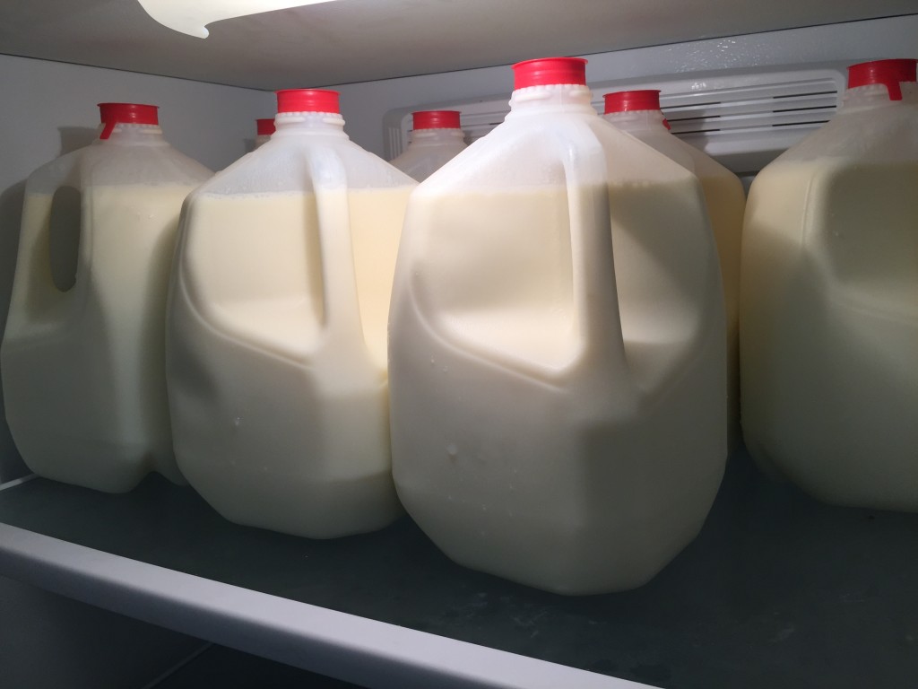 Raw milk in refrigerator