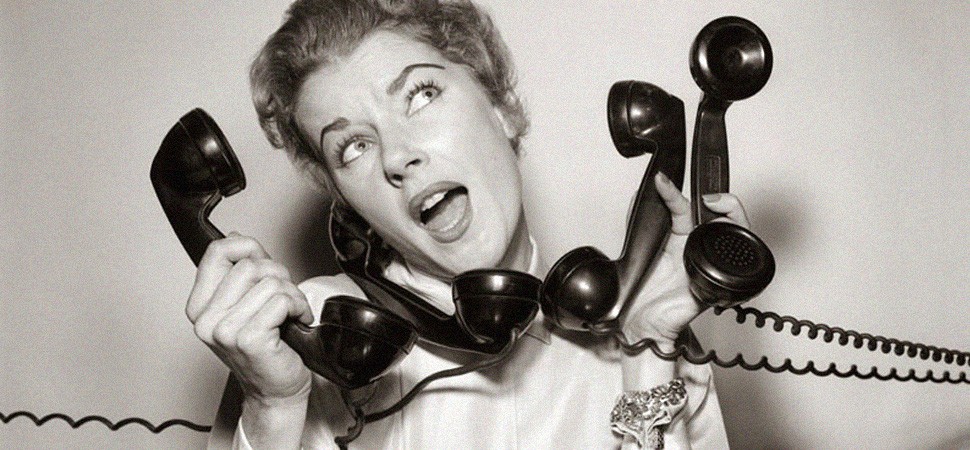 Busy vintage telephone operator