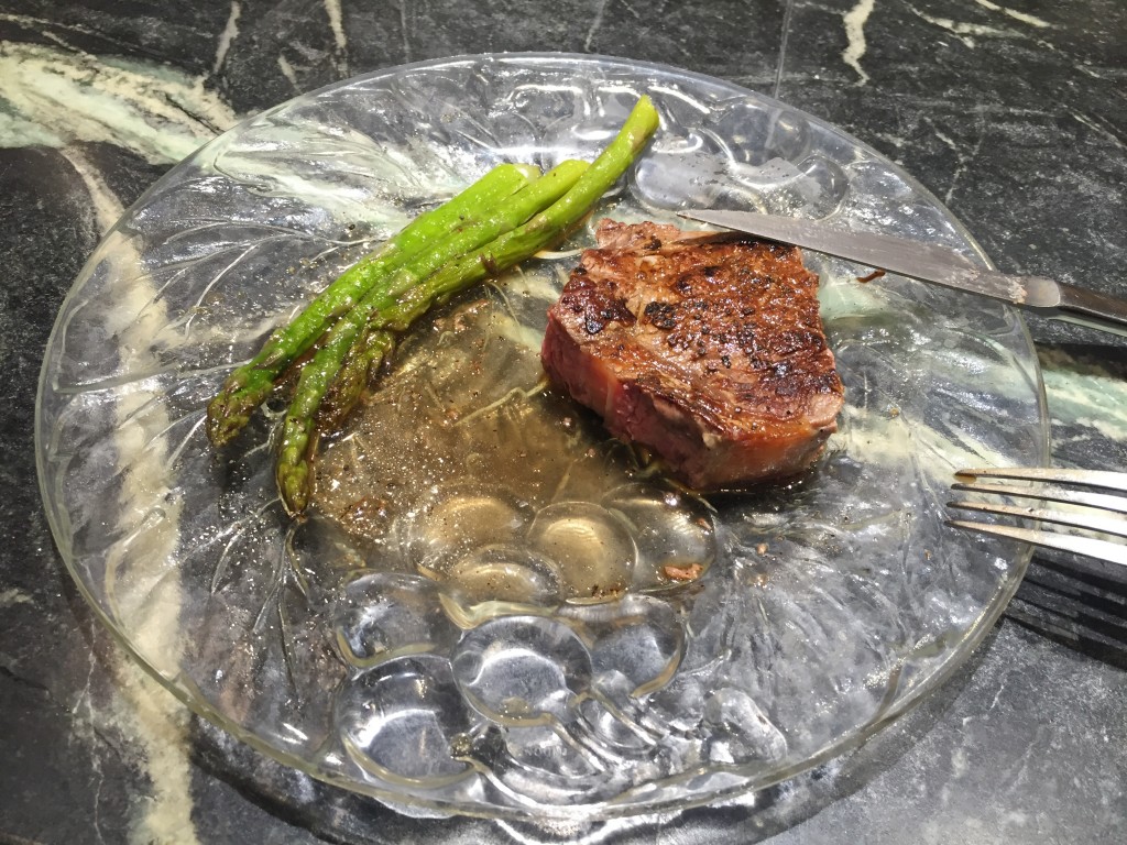 Grass fed, grass finished, Ribeye steak and asparagus