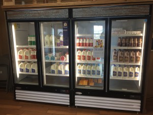 Display refrigerator with dairy products