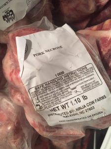 Pork neck bones, for flavoring food or making stock