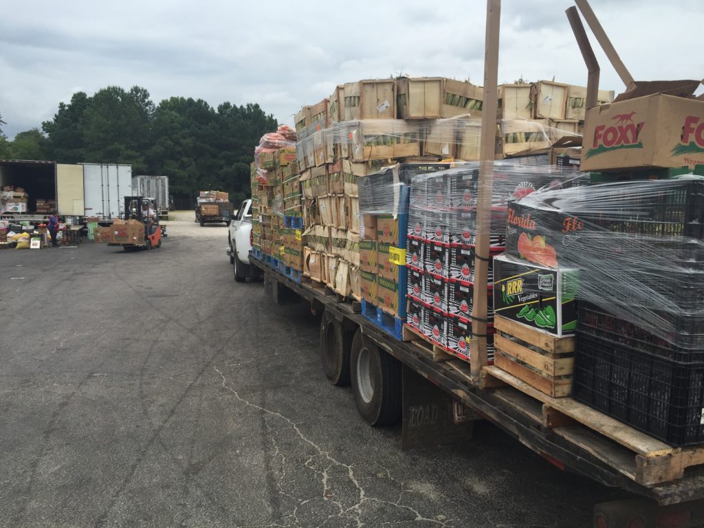 Big trailer loaded with produce