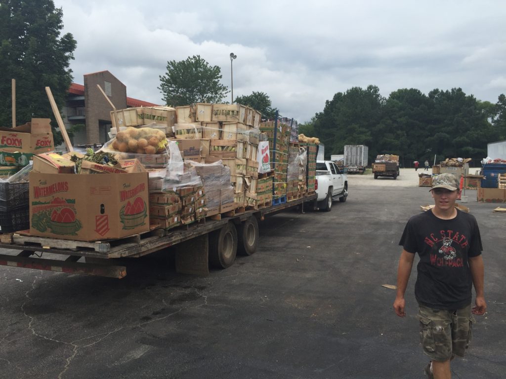 Big trailer loaded with food.