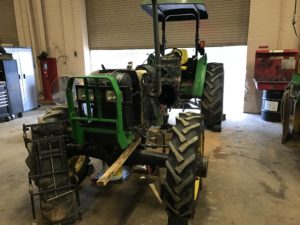 Tractor split in half