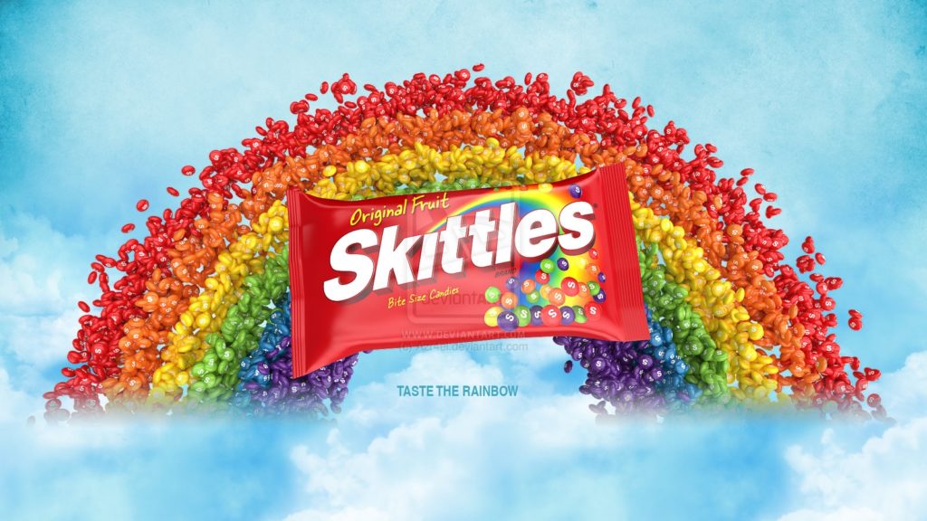 Skittles bag and rainbow