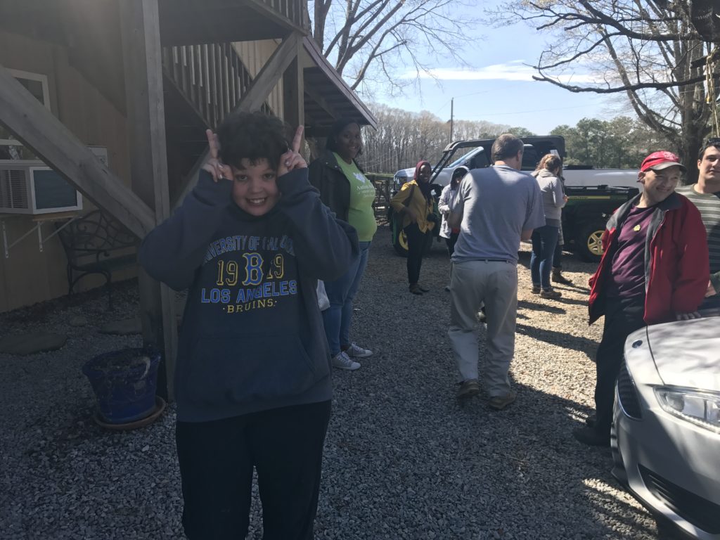 Girl with autism on the farm