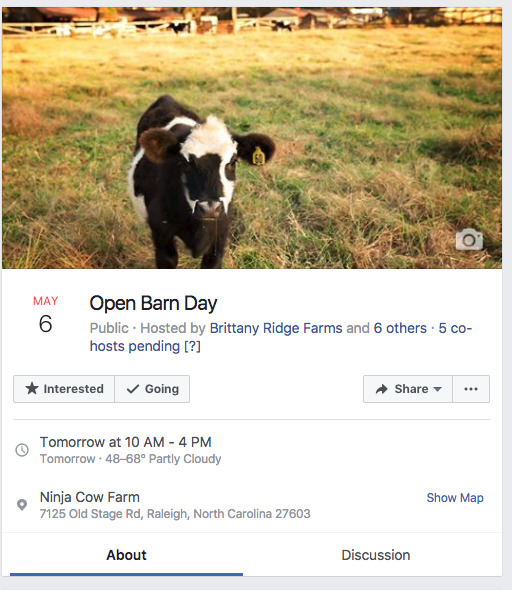 Open barn day flyer on Facebook