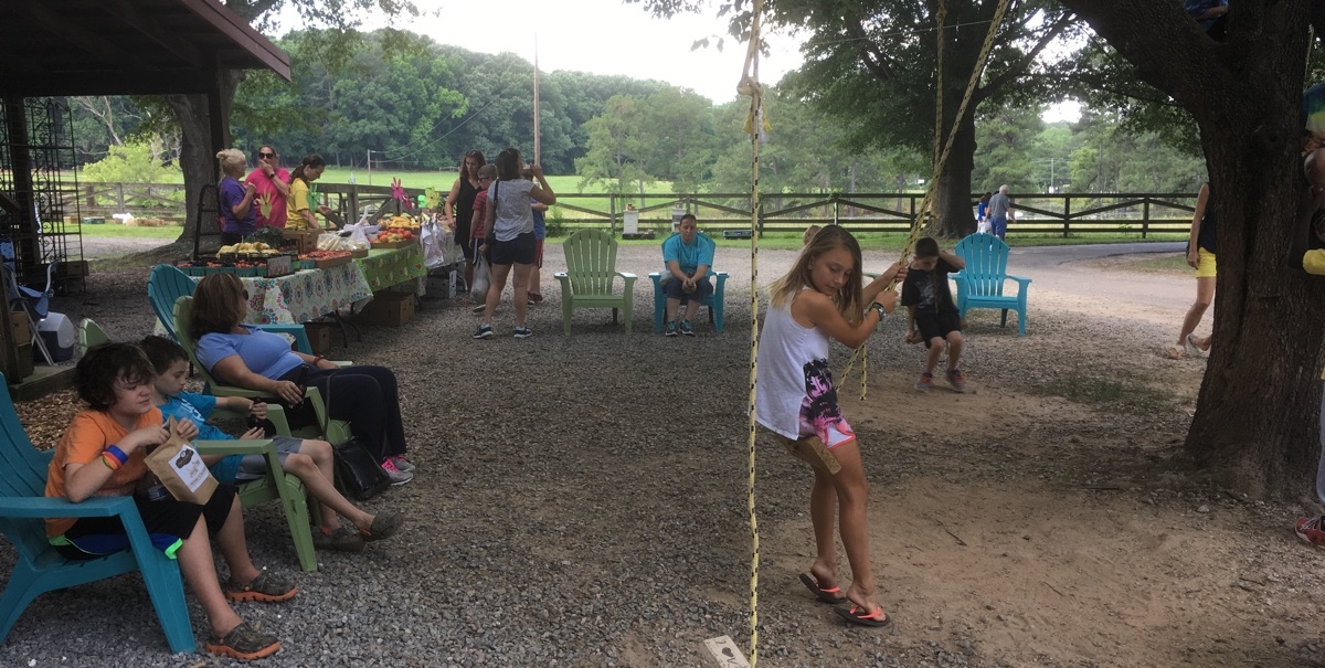 Kids swinging at pig day