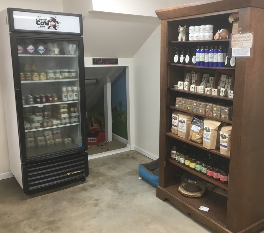 Fridge and display shelf, fully stocked