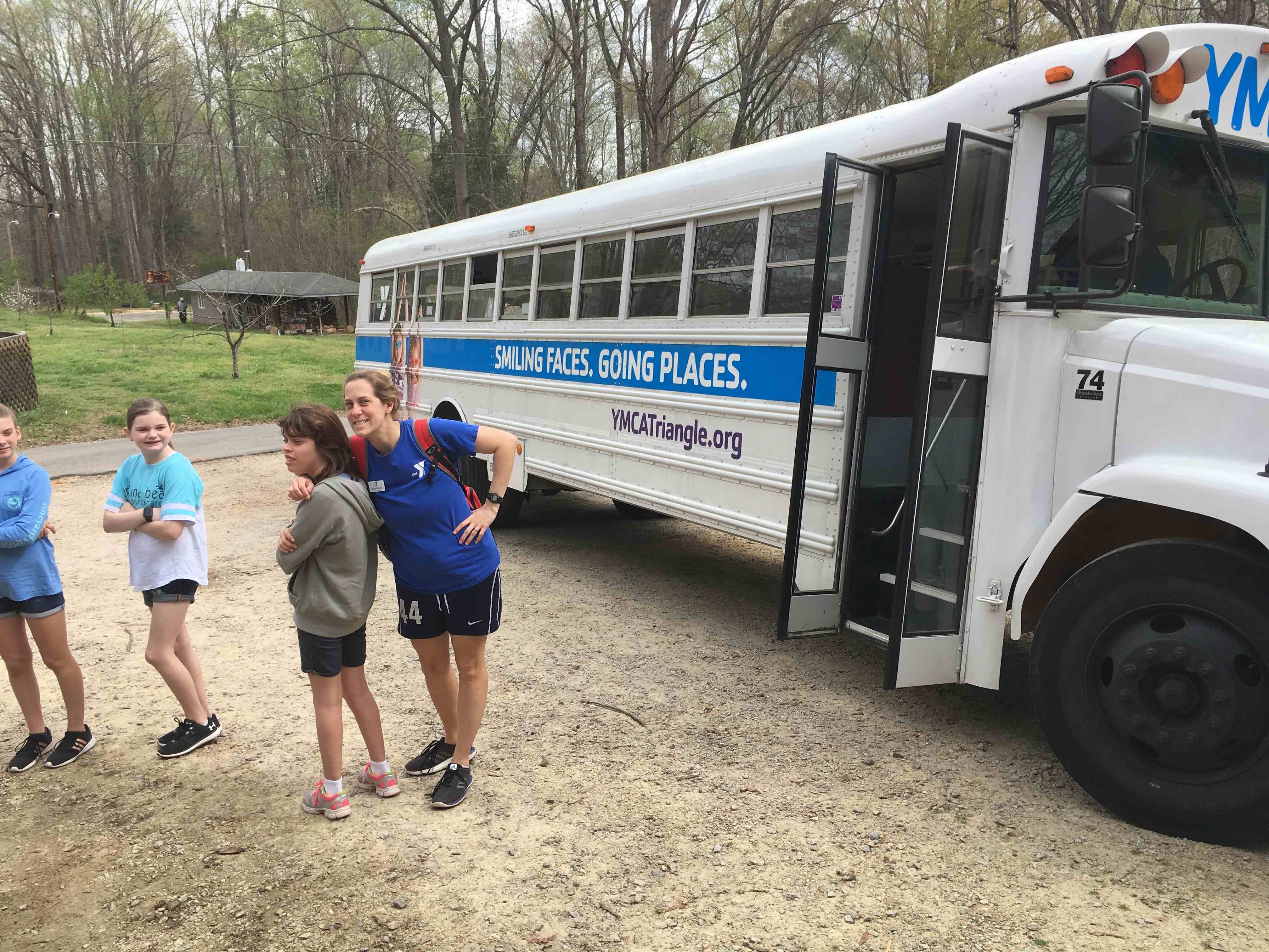 YMCA bus with kids