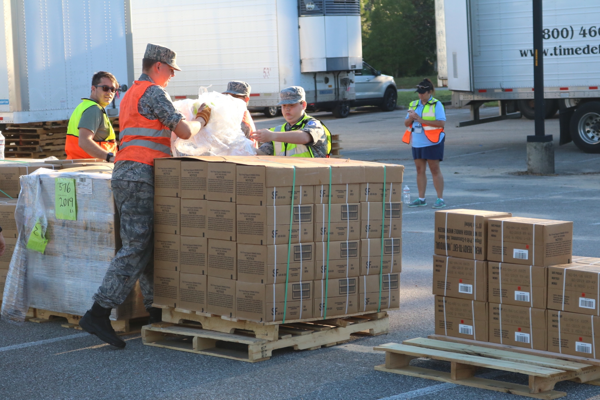 Prepping pallets for the days work on a POD