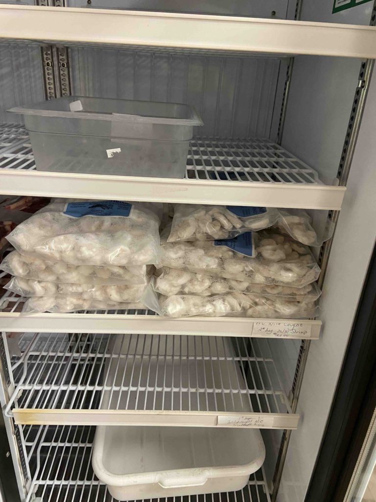 shrimp in the freezer