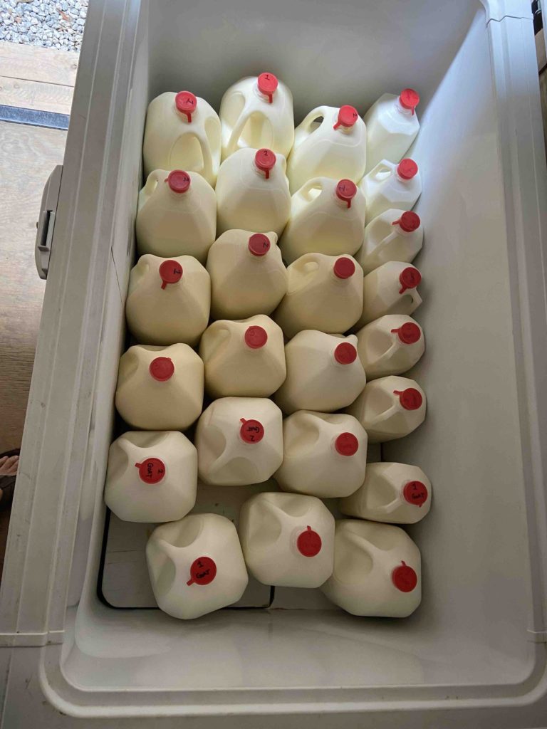 Farm product in a trailer mounted freezer