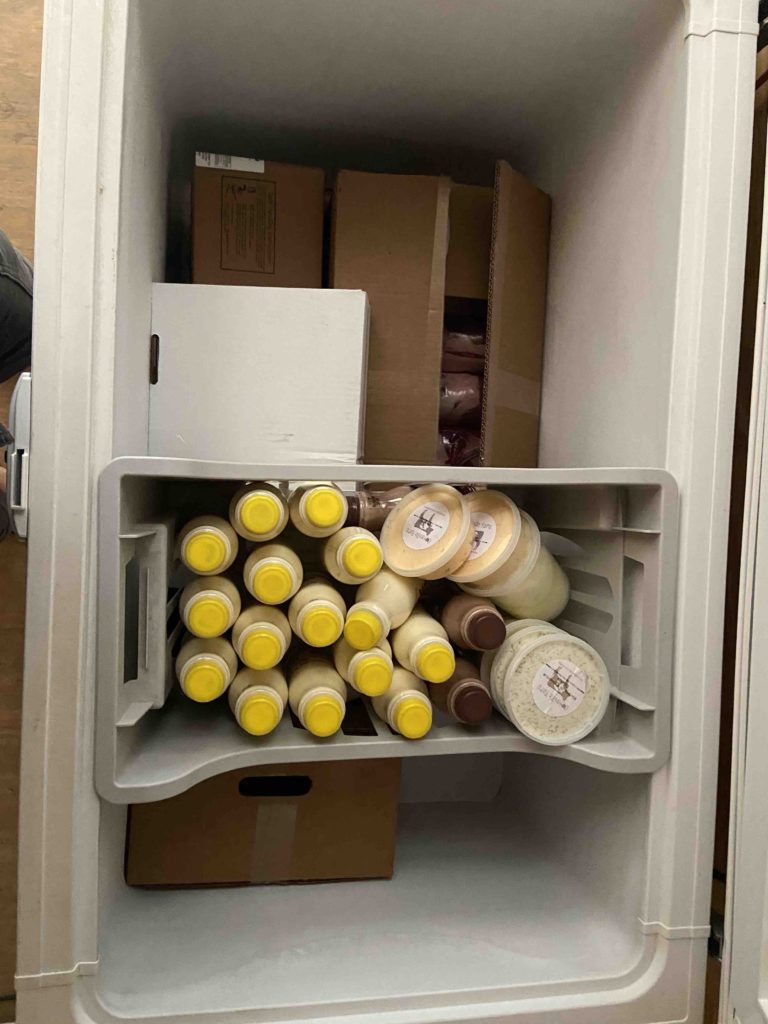 Farm product in a trailer mounted freezer