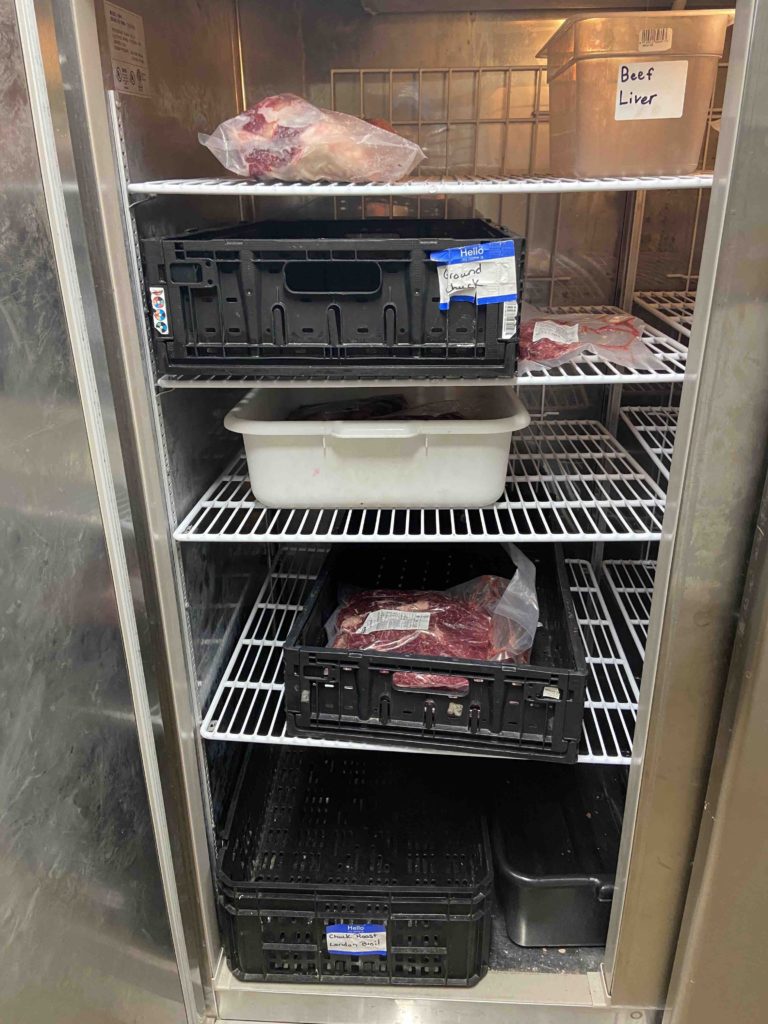 farm fresh beef in the freezer, mostly empty though