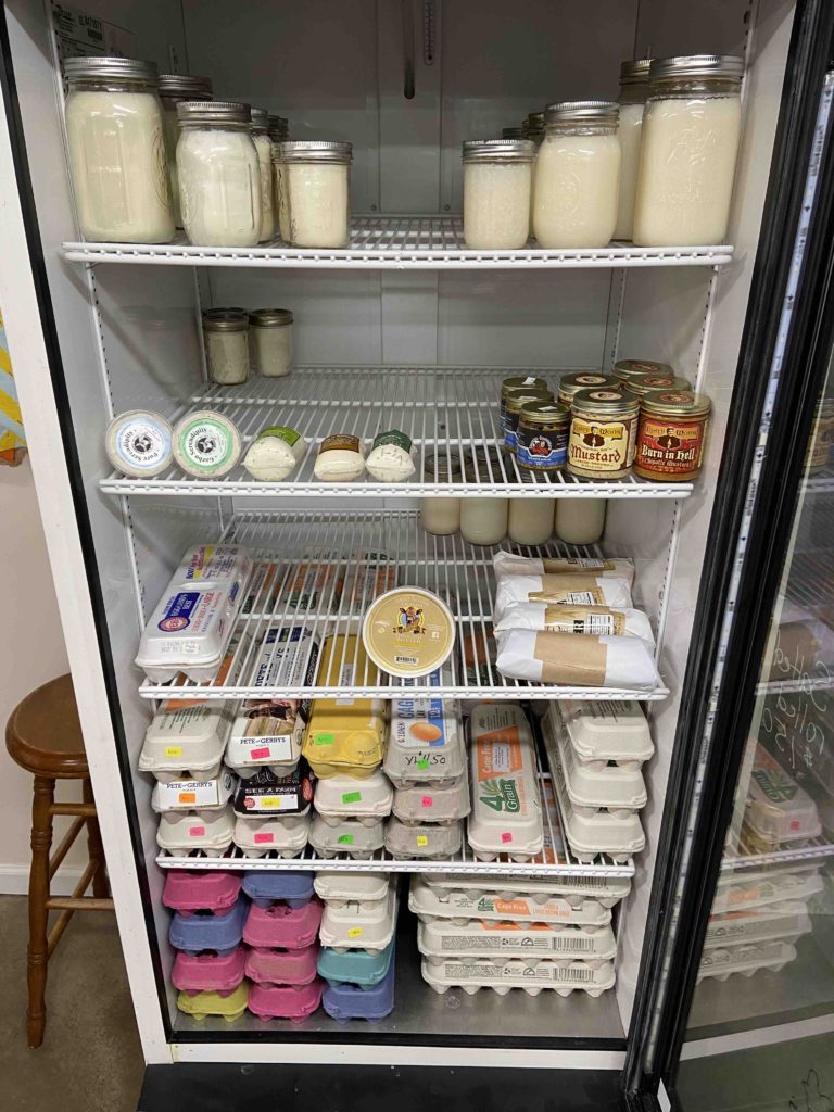 Farm product in the display freezer