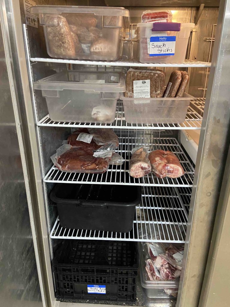 Farm product in the display freezer