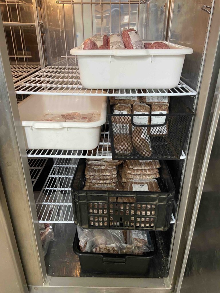 Farm product in the display freezer