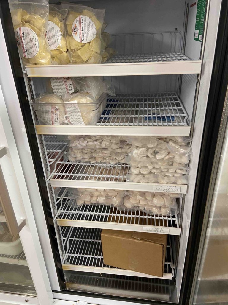 Farm product in the display freezer