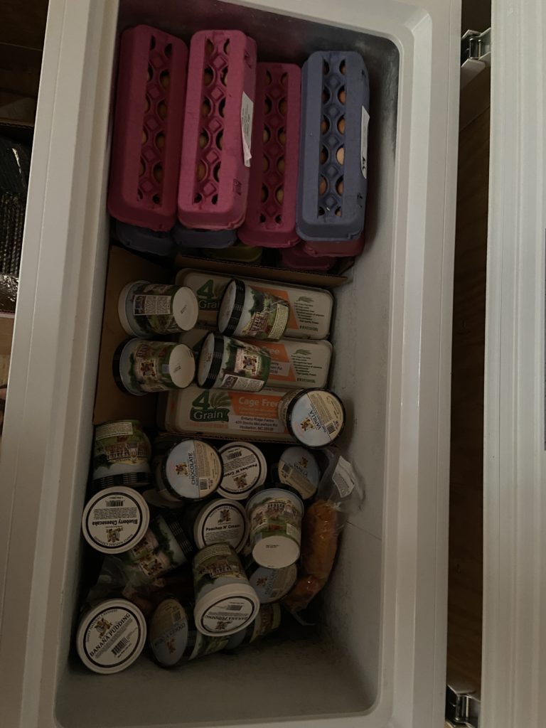 Farm product in a trailer mounted freezer