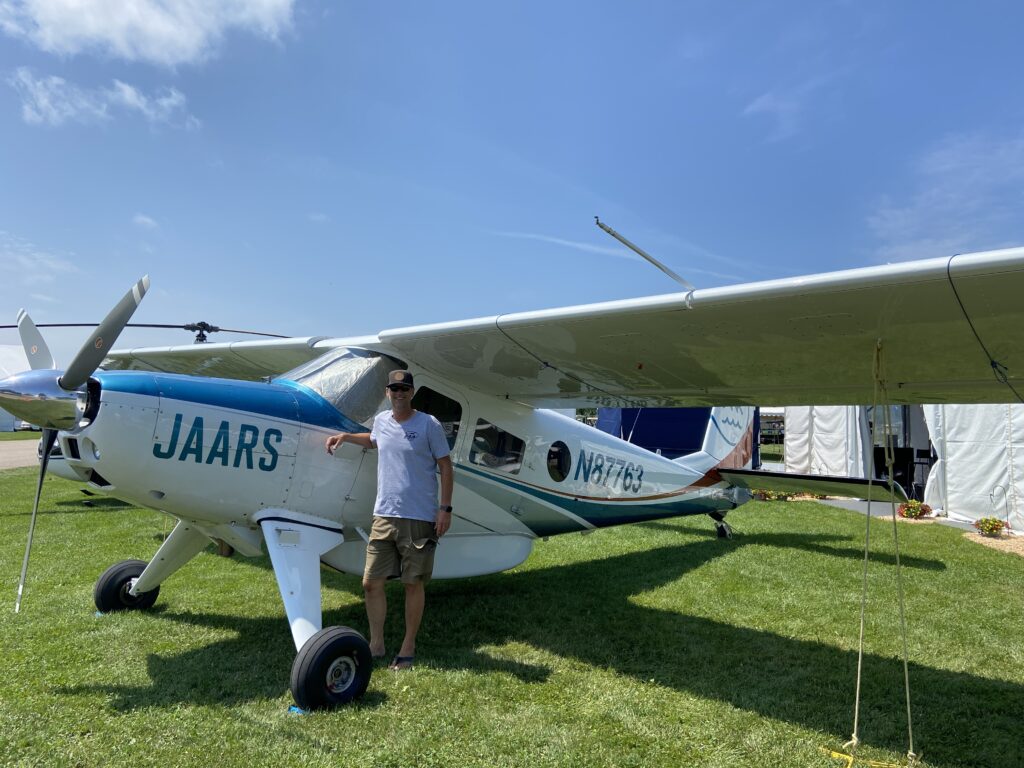 Farmer Dan with JAARS helio courier