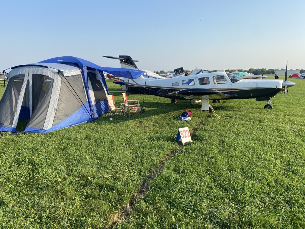 Camping under the wing with the Piper Lance
